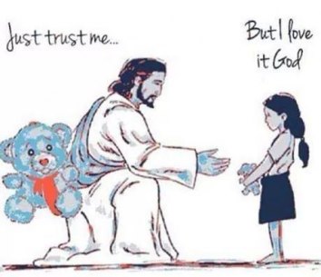 Jesus and little girl with Teddy bears - Just Trust Me